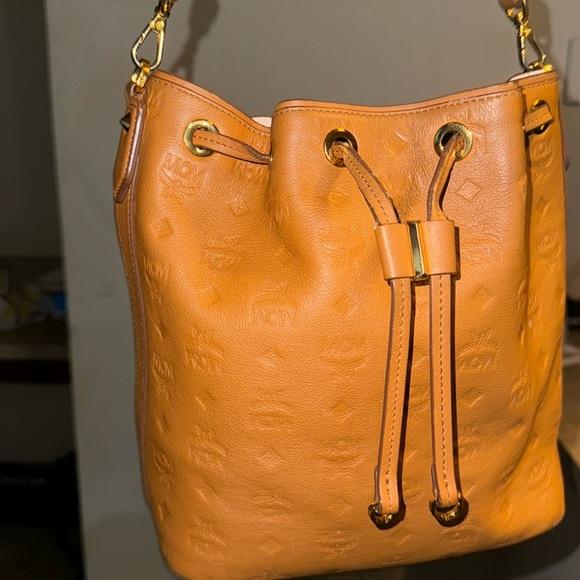 MCM Cognac Drawstring Bucket Bag - Picture 1 of 4